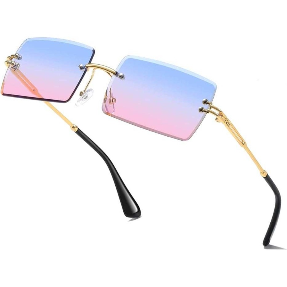 Rimless Sunglasses Women Men Fashion Gradient Lens UV400 Protection Trendy Gafas